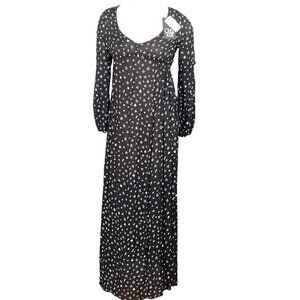 NWT CHASER Novelty Celestial Stars & Bolts Maxi Dress Sz XS Black & White 32Q